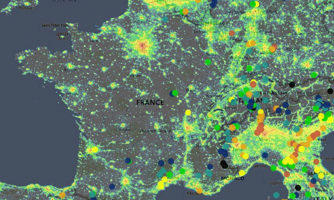 Carte mondiale de la pollution lumineuse